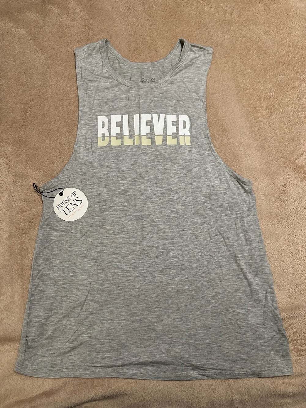 House of Tens Believer Graphic Muscle Tank Top Grey Size Large